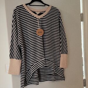 BiBi Black and Cream Textured Sweater